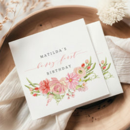 ベリーの最初のイチゴ夏の最初の誕生日 | スタンダードカクテルナプキン