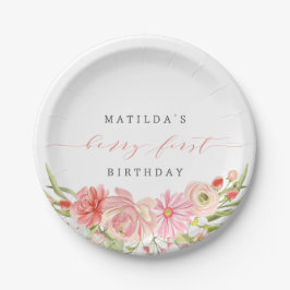 ベリーの最初のイチゴ夏の最初の誕生日 | ペーパープレート