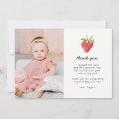 ベリーの最初のイチゴ1st誕生日の写真 サンキューカード (正面)