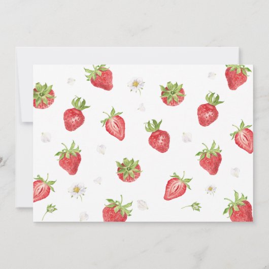 ベリーの最初のイチゴ1st誕生日の写真 サンキューカード (裏面)