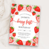 ベリーの最初のイチゴ 夏の最初の誕生日 招待状