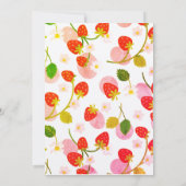 ベリーの最初の水の色イチゴの最初の誕生日 招待状 (裏面)