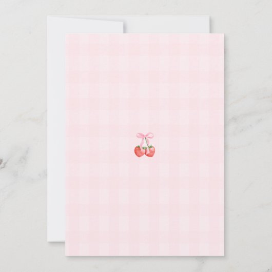 ベリーの最初の水の色イチゴの最初の誕生日 招待状 (裏面)