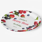 ベリーの最初の誕生日の写真 ペーパープレート (アングル)