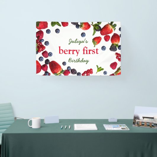 ベリーの最初の誕生日の写真 横断幕 (トレードショー)