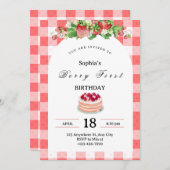 ベリーの最初の誕生日の招待テンプレートベリー 招待状 (正面/裏面)