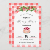 ベリーの最初の誕生日の招待テンプレートベリー 招待状 (正面/裏面)