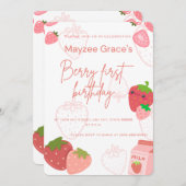ベリーの最初の誕生日の招待状 招待状 (正面/裏面)