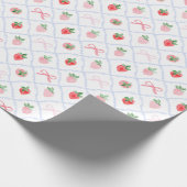 ベリーの最初の誕生日の水の色イチゴ ラッピングペーパー (角)