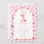 ベリーの最初の誕生日の波打ち 招待状 (正面)