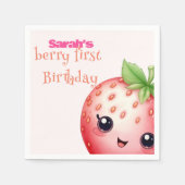 ベリーの最初の誕生日イチゴ スタンダードカクテルナプキン (正面)