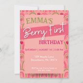 ベリーの最初の誕生日パーティーの招待状、ストロベリー 招待状 (正面)