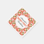 ベリーの最初の誕生日ベリーガールピンクストロベリー スタンダードカクテルナプキン (角)