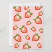 ベリーの最初の誕生日ベリーガールピンクストロベリー 招待状 (裏面)