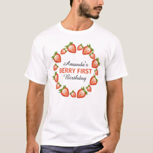 ベリーの最初の誕生日ベリーガール赤イチゴ Tシャツ