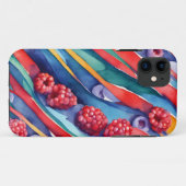 ベリーの果実と鮮やかなカラフルストライプ Case-Mate iPhoneケース (裏面(横))