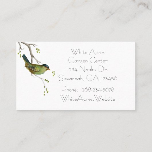 ベリーの枝に優美な鳥 名刺 (裏面)