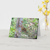 ベリーの枝のカーディナル 冬 カード (黄色い花)