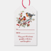 ベリーの枝の鳥たち クリスマス |  ギフトタグ (正面)