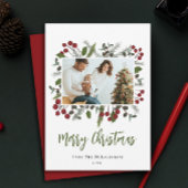 ベリーの枝フレームファミリーフォトクリスマモダンス シーズンカード