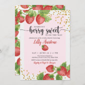 ベリーの甘いイチゴの赤ちゃんシャワー 招待状 (正面/裏面)