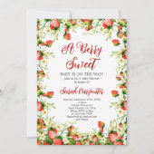ベリーの甘いイチゴの赤ちゃんシャワー 招待状 (正面)