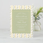 ベリーの甘いベビーがセージの緑の途中にあ縁どる 招待状 (スタンド正面)