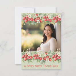 ベリーの甘い写真のストロベリーフレーム サンキューカード
