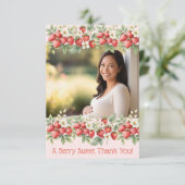 ベリーの甘い写真のストロベリーフレーム サンキューカード (スタンド正面)