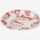 ベリーの甘い手を引いたイチゴの赤ちゃんシャワー ペーパープレート (アングル)