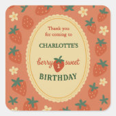 ベリーの甘い最初の誕生日感謝していあなた スクエアシール (正面)