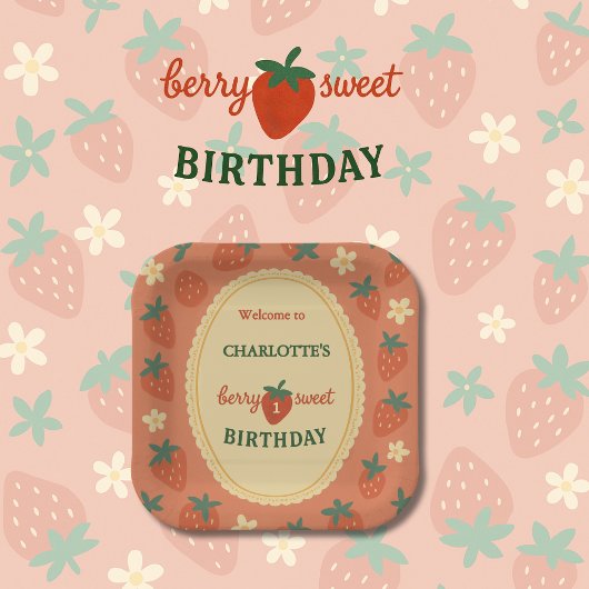 ベリーの甘い最初の誕生日 ペーパープレート