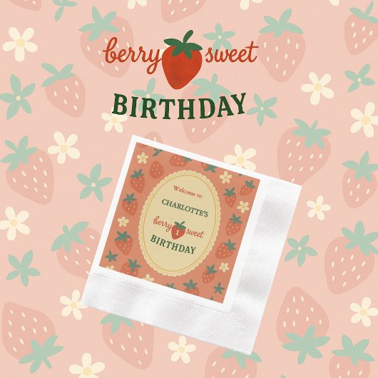 ベリーの甘い最初の誕生日 縁ありカクテルナプキン