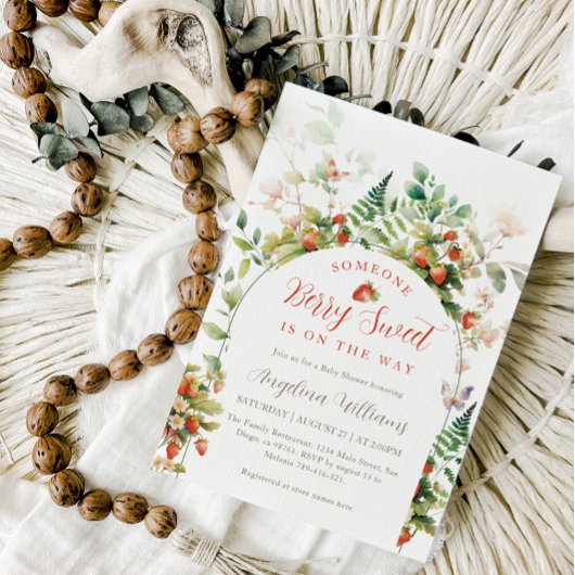 ベリーの甘い森イチゴの赤ちゃんシャワー 招待状