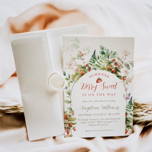 ベリーの甘い森イチゴの赤ちゃんシャワー 招待状