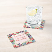 ベリーの甘い赤ちゃんシャワーフレーム スクエアペーパーコースター (インサイチュ)