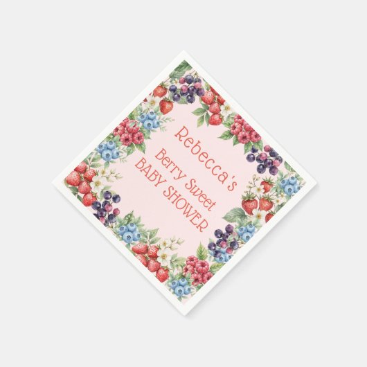 ベリーの甘い赤ちゃんシャワーフレーム スタンダードカクテルナプキン (角)