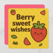 ベリーの甘い願い – かわいいストロベリーパンの挨拶 シーズンカード (正面/裏面)