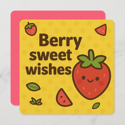 ベリーの甘い願い – かわいいストロベリーパンの挨拶 シーズンカード (正面/裏面)