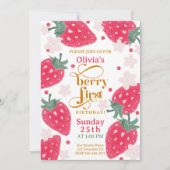 ベリーの誕生日いちご女子の誕生日 招待状 (正面)