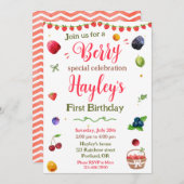 ベリーの誕生日の招待ベリー甘いパーティー招待状 招待状 (正面/裏面)