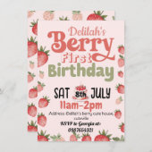 ベリーの1歳の誕生日パーティーへの招待状です 招待状 (正面/裏面)