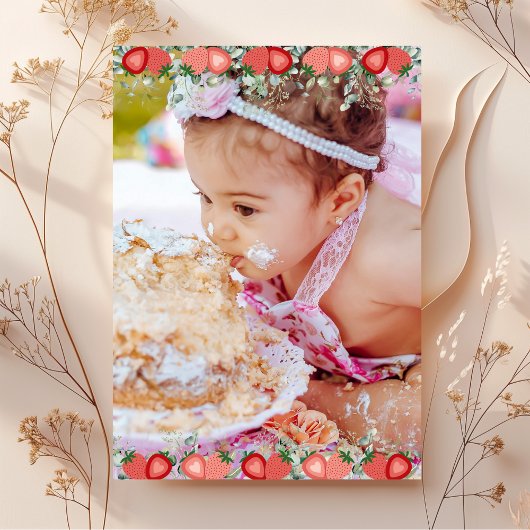 ベリーの1歳の誕生日パーティー招待状 招待状