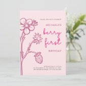ベリーの1歳の誕生日 いちごの1歳の誕生日 招待状 (スタンド正面)