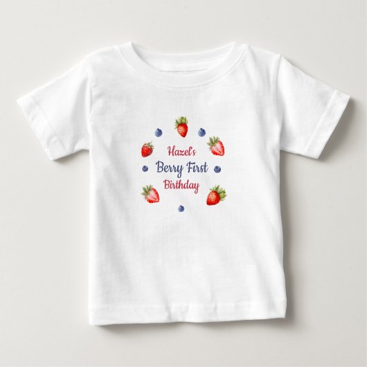 ベリーの1歳の誕生日 ベビーTシャツ (正面)