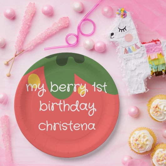 ベリーの1歳の誕生日 ペーパープレート (パーティー)