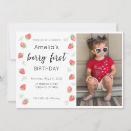 ベリーの1歳誕生日写真招待状 招待状