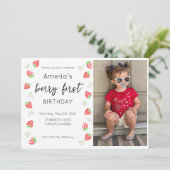 ベリーの1歳誕生日写真招待状 招待状 (スタンド正面)