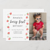 ベリーの1歳誕生日写真招待状 招待状 (正面/裏面)
