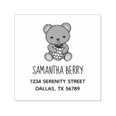 ベリーアドレスを持つかわいいテディベア セルフインキングスタンプ (デザイン)